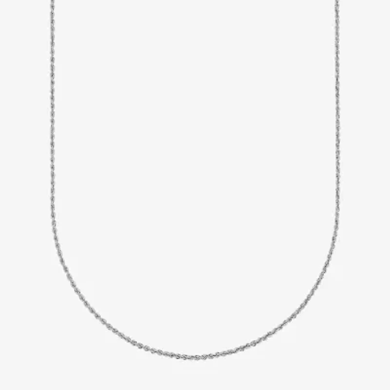 10K White Gold 18-24 Inch Hollow Rope Chain Necklace