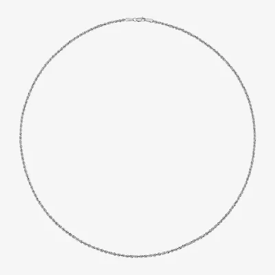 10K White Gold 18-24 Inch Hollow Rope Chain Necklace