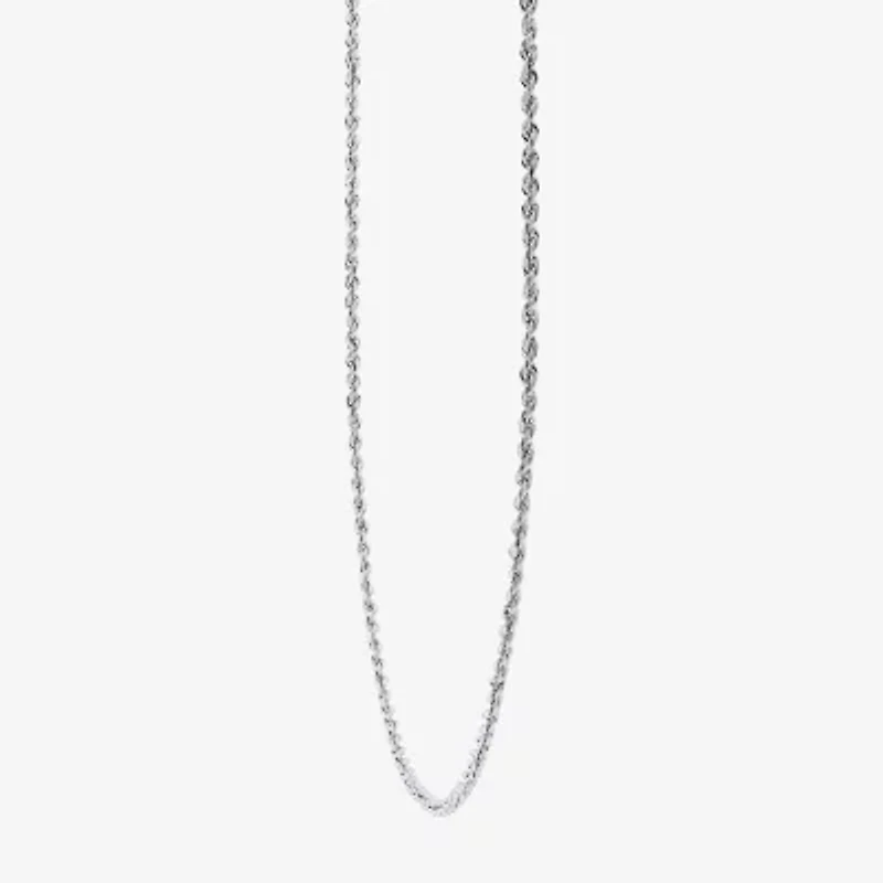 10K White Gold 18-24 Inch Hollow Rope Chain Necklace
