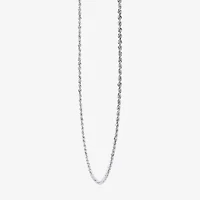 10K White Gold 18-24 Inch Hollow Rope Chain Necklace