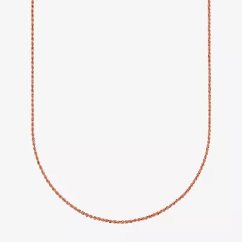 Unisex Adult 10K Rose Gold 18 Inch Rope Chain Necklace