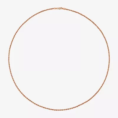 Unisex Adult 10K Rose Gold 18 Inch Rope Chain Necklace