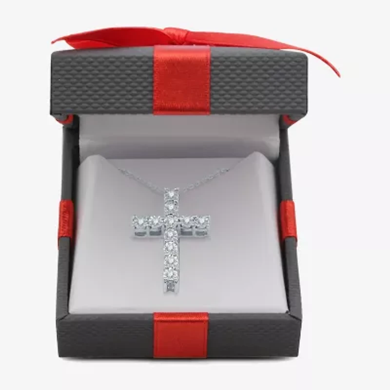 YES, PLEASE! 1/10 CT.T.W. Natural Diamond Sterling Silver Cross Pendant Necklace