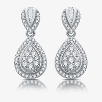 Diamond Blossom Womens 1/2 CT. T.W. Natural White Diamond Sterling Silver Pear Drop Earrings