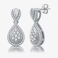 Diamond Blossom Womens 1/2 CT. T.W. Natural White Diamond Sterling Silver Pear Drop Earrings