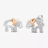 Elephant 1/10 CT. T.W. Natural White Diamond 14K Rose Gold Over Silver Sterling Silver 8.4mm Heart Stud Earrings