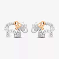 Elephant 1/10 CT. T.W. Natural White Diamond 14K Rose Gold Over Silver Sterling Silver 8.4mm Heart Stud Earrings
