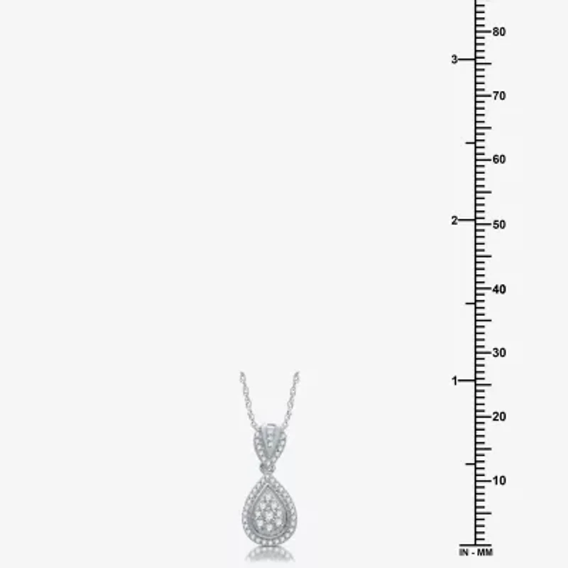 Diamond Blossom Womens 1/4 CT. T.W. Natural White Diamond Sterling Silver Pear 18 Inch Pendant Necklace