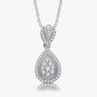 Diamond Blossom Womens 1/4 CT. T.W. Natural White Diamond Sterling Silver Pear 18 Inch Pendant Necklace