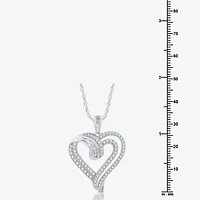 (H-I / I1) Womens 1 CT. T.W. Lab Grown White Diamond Sterling Silver Heart 18 Inch Pendant Necklace