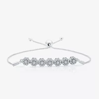 Diamond Blossom Womens 1/ CT. T.W. Natural White Diamond Sterling Silver Bolo Bracelet