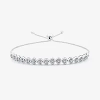 Womens 1/10 CT. T.W. Natural White Diamond Sterling Silver Heart Bolo Bracelet