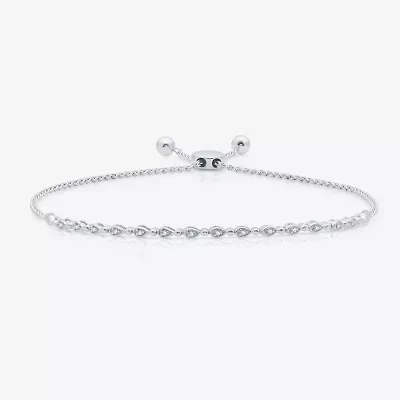 Womens 1/10 CT. T.W. Natural White Diamond Sterling Silver Bolo Bracelet