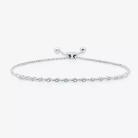 Womens 1/10 CT. T.W. Natural White Diamond Sterling Silver Bolo Bracelet