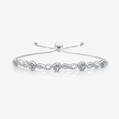 Womens 1/ CT. T.W. Natural White Diamond Sterling Silver Bolo Bracelet