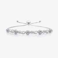 Womens 1/ CT. T.W. Natural White Diamond Sterling Silver Bolo Bracelet