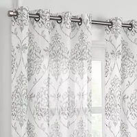 Fieldcrest Heritage Mirron Russell Print Grommet Top Sheer Single Curtain Panel