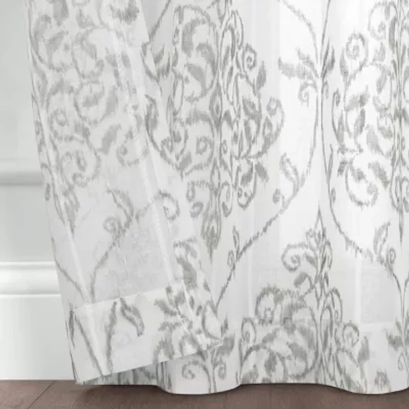 Fieldcrest Heritage Mirron Russell Print Grommet Top Sheer Single Curtain Panel