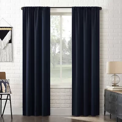 Sun Zero Bergen Rod Pocket 100% Blackout Single Curtain Panel