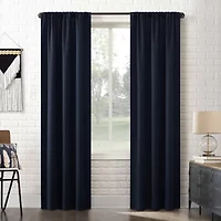 Sun Zero Bergen Rod Pocket 100% Blackout Single Curtain Panel