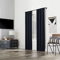 Sun Zero Bergen Rod Pocket 100% Blackout Single Curtain Panel