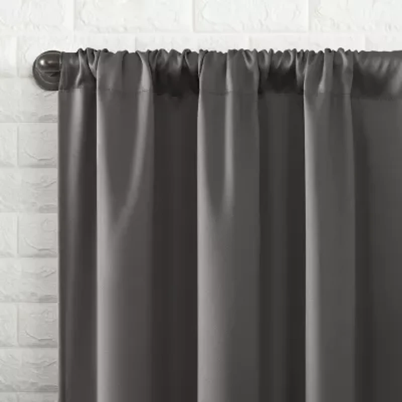 Sun Zero Bergen Rod Pocket 100% Blackout Single Curtain Panel