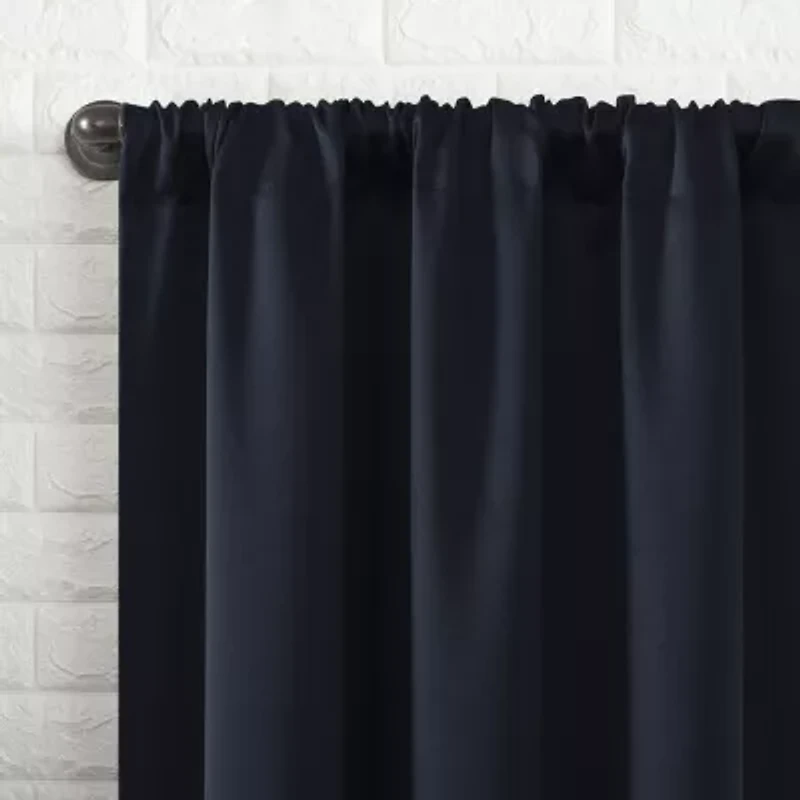 Sun Zero Bergen Rod Pocket 100% Blackout Single Curtain Panel