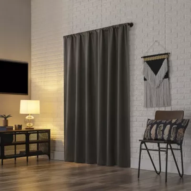 Sun Zero Bergen Rod Pocket 100% Blackout Single Curtain Panel