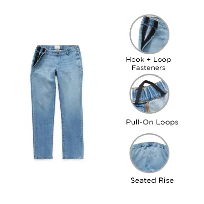 mutual weave Mens Easy-on + Easy-off Seated Wear Adaptive Stretch Fabric Straight Leg Jean