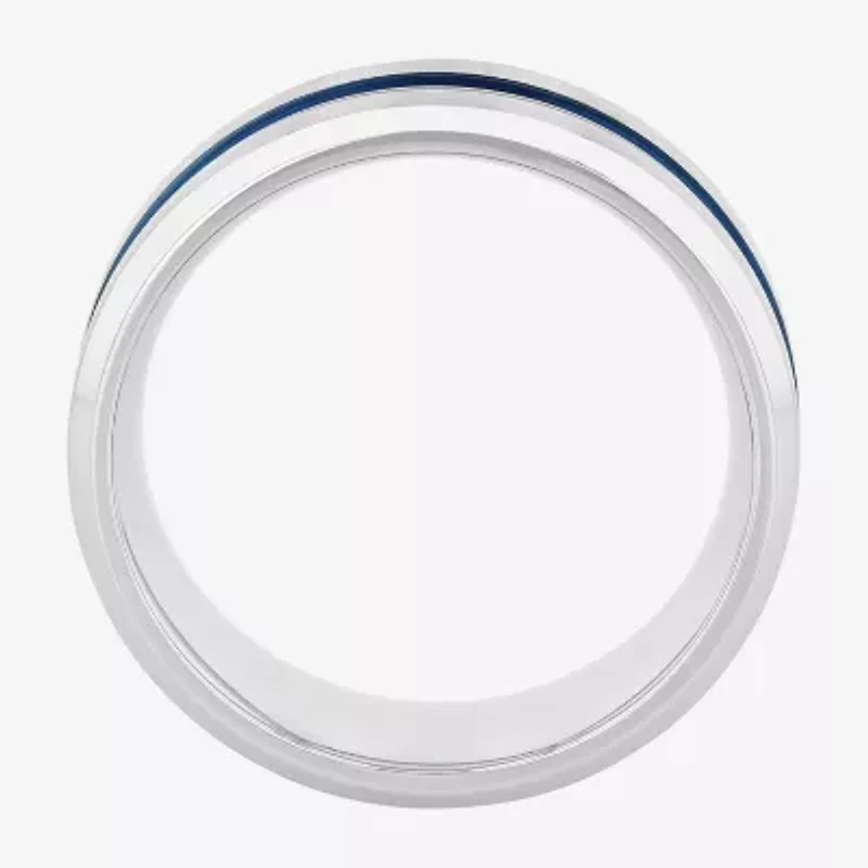 "Thin Blue Line" Mens 8MM Stainless Steel Wedding Band