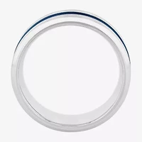 "Thin Blue Line" Mens 8MM Stainless Steel Wedding Band