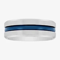 "Thin Blue Line" Mens 8MM Stainless Steel Wedding Band