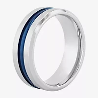 "Thin Blue Line" Mens 8MM Stainless Steel Wedding Band
