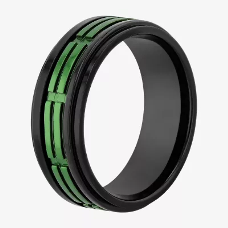Mens 8MM Stainless Steel Wedding Band