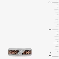Mens 8MM 1/10 CT. T.W. Natural White Diamond Stainless Steel Wedding Band