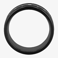 Mens 8MM 1/10 CT. T.W. Natural White Diamond Stainless Steel Wedding Band