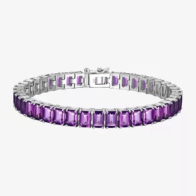 Genuine Gemstone Sterling Silver 7.5 Inch Tennis Bracelet