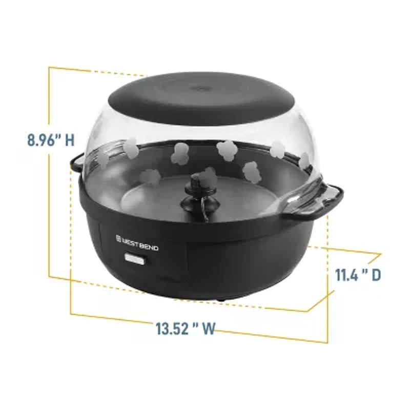 West Bend Stir Crazy 6 Qt. Popcorn Machine, in Black