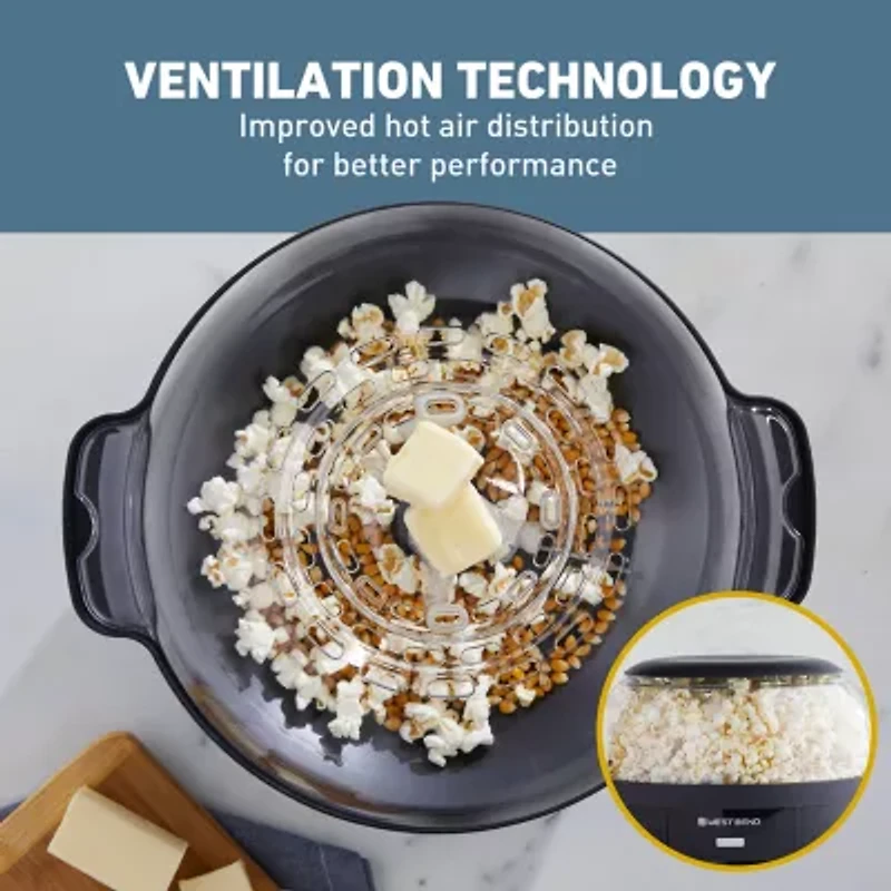West Bend Stir Crazy 6 Qt. Popcorn Machine, in Black