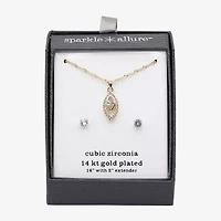 Sparkle Allure Halo Womens Cubic Zirconia 14K Gold Over Brass Marquise 2-pc. Jewelry Set