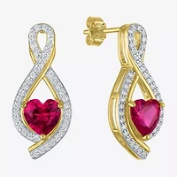 Womens Lab Created Red Ruby 14K Gold Over Silver Heart Jewelry Set