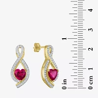 Womens Lab Created Red Ruby 14K Gold Over Silver Heart Jewelry Set