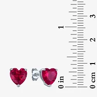 "Love" Womens Lab Created Red Ruby Sterling Silver Heart Jewelry Set