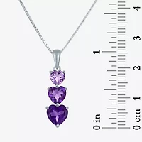 Womens Lab Created Purple Amethyst Sterling Silver Heart 18 Inch Pendant Necklace
