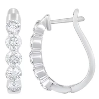 Floating Diamonds (F / Vs2) Womens 2 CT. T.W. Lab Grown White Diamond 14K White Gold 19.8mm Hoop Earrings