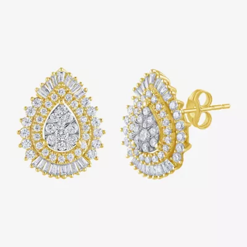 (G / Si2) Lab Grown White Diamond 14K White Gold 20.1mm Pear Stud Earrings