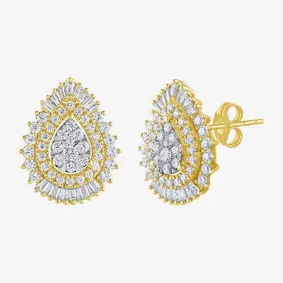 (G / Si2) Lab Grown White Diamond 14K White Gold 20.1mm Pear Stud Earrings