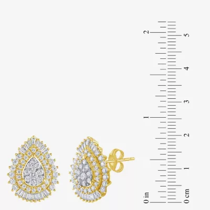 (G / Si2) Lab Grown White Diamond 14K White Gold 20.1mm Pear Stud Earrings