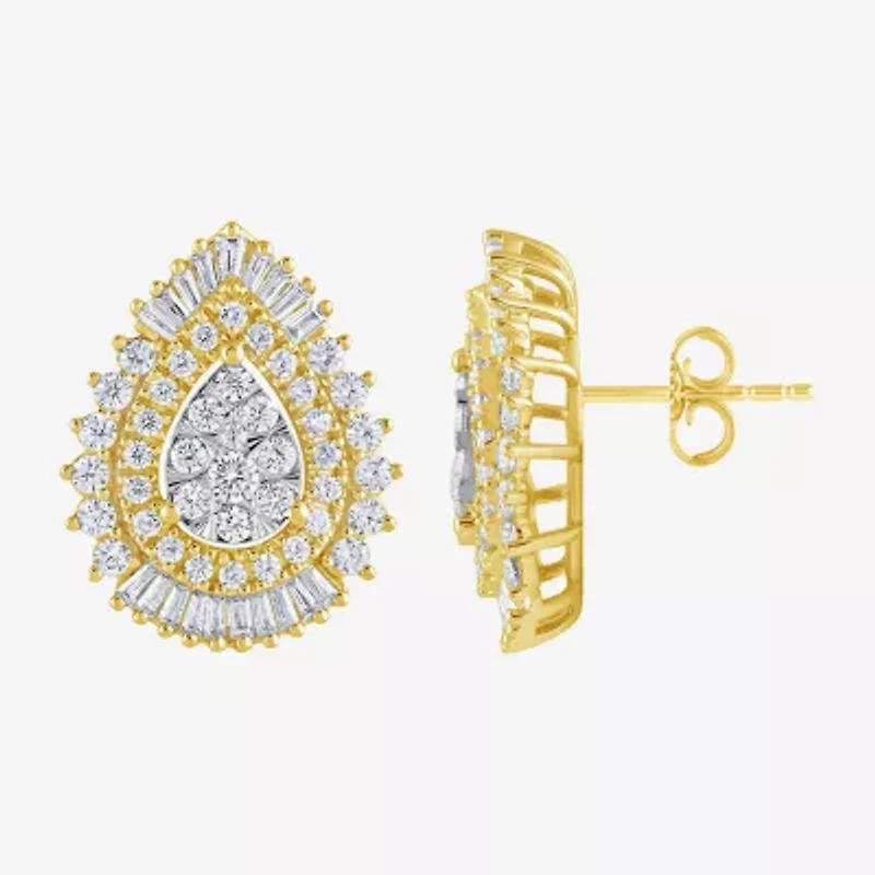 (G / Si2) Lab Grown White Diamond 14K White Gold 20.1mm Pear Stud Earrings