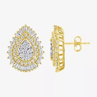 (G / Si2) Lab Grown White Diamond 14K White Gold 20.1mm Pear Stud Earrings